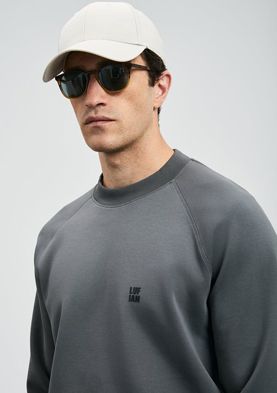 LUFIAN Gri Erkek Baskılı Sweatshirt
