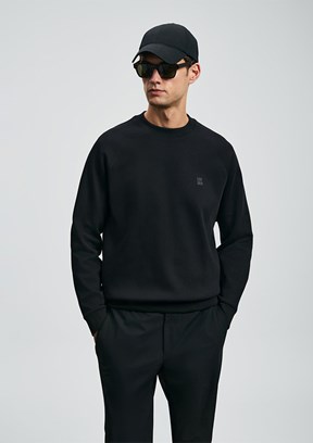 LUFİAN Siyah Erkek Baskılı Sweatshirt