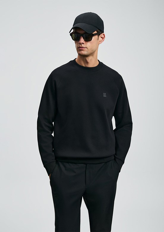 LUFİAN Siyah Erkek Baskılı Sweatshirt