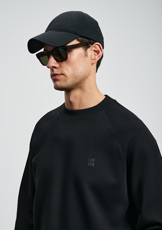 LUFİAN Siyah Erkek Baskılı Sweatshirt