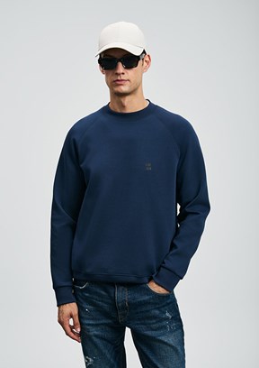 LUFİAN Lacivert Erkek Baskılı Sweatshirt