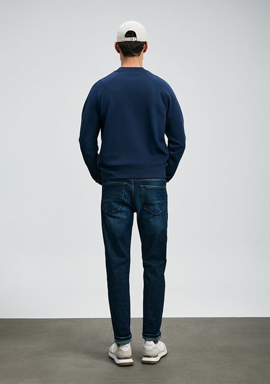 LUFİAN Lacivert Erkek Baskılı Sweatshirt