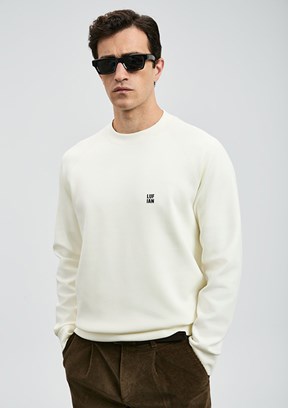 LUFİAN Beyaz Erkek Baskılı Sweatshirt