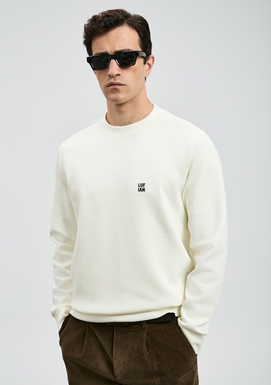 LUFİAN Beyaz Erkek Baskılı Sweatshirt