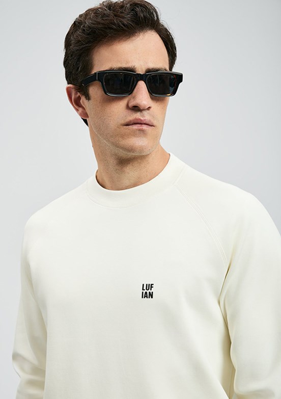 LUFİAN Beyaz Erkek Baskılı Sweatshirt