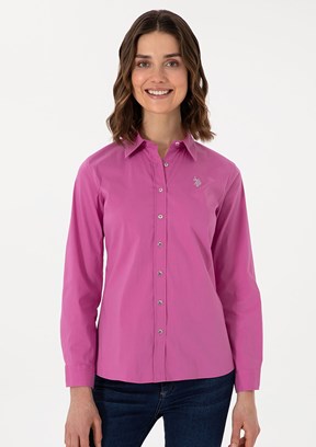 US POLO ASSN Pembe Kadın Uzun Kol Gömlek