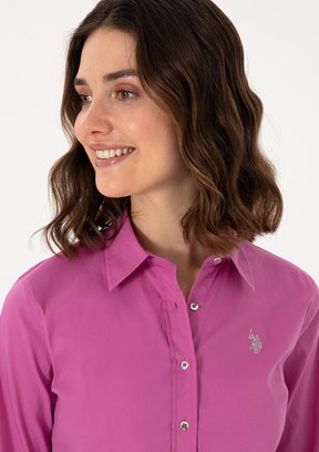 US POLO ASSN Pembe Kadın Uzun Kol Gömlek