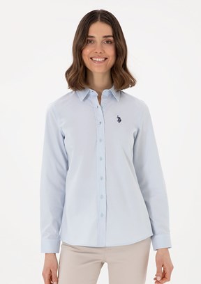 US POLO ASSN Mavi Kadın Uzun Kol Gömlek