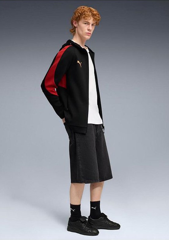PUMA GSK EVOSTRIPE Hooded Jack Siyah Unisex Uzun Kol Sweatshirt