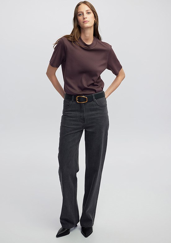 İPEKYOL Bordo Kadın Basic T-Shirt