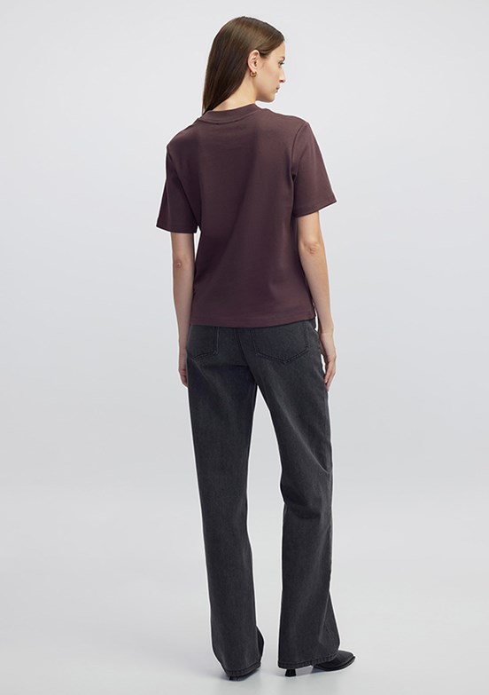 İPEKYOL Bordo Kadın Basic T-Shirt