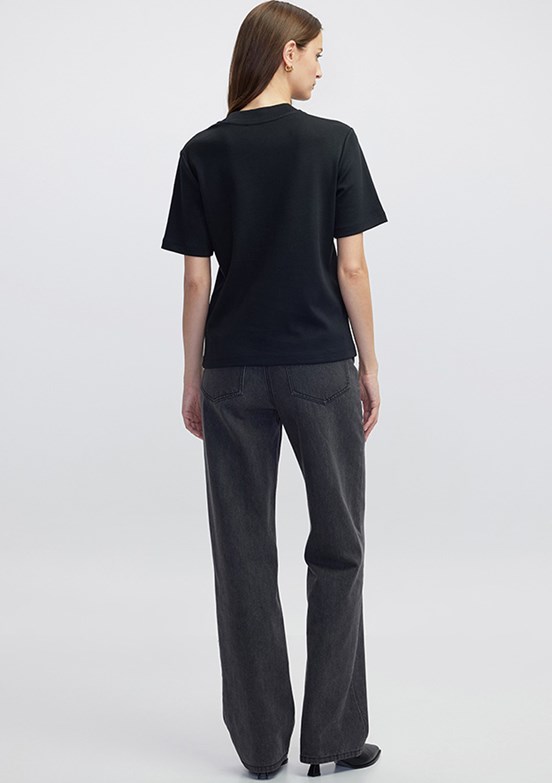 İPEKYOL Siyah Kadın Basic T-Shirt
