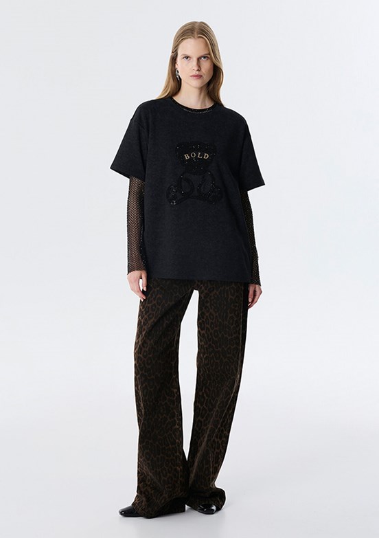 TWİST Antrasit Kadın Basic T-Shirt