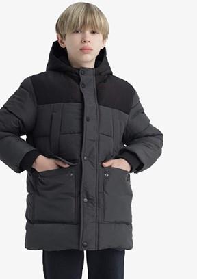 DEFACTO - E9373A8DFA Erkek Çocuk Antrasit Parka Mont