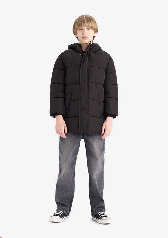DEFACTO - C8782A8YDVA1 Erkek Çocuk Siyah Parka Mont