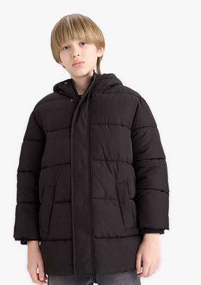 DEFACTO - C8782A8YDVA1 Erkek Çocuk Siyah Parka Mont