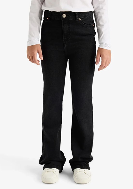 DEFACTO Siyah Kız Çocuk Normal Bel Jean Pantolon