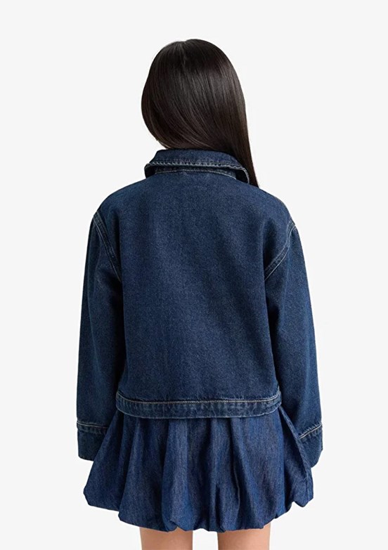 DEFACTO Mavi Kız Çocuk Denim Ceket