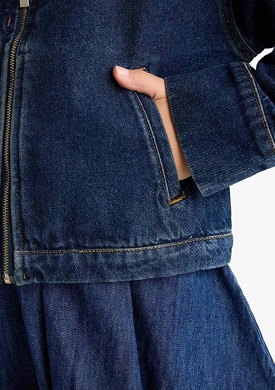 DEFACTO Mavi Kız Çocuk Denim Ceket