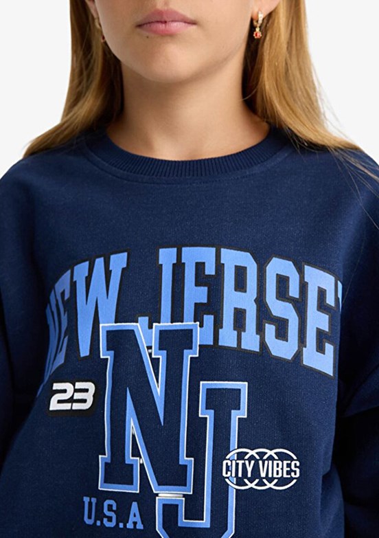 DEFACTO Çok Renkli Kız Çocuk Baskılı Sweatshirt
