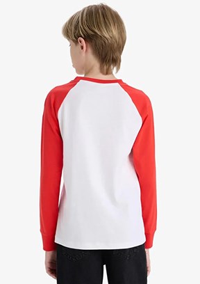 DEFACTO Beyaz Erkek Çocuk Uzun Kol T-Shirt