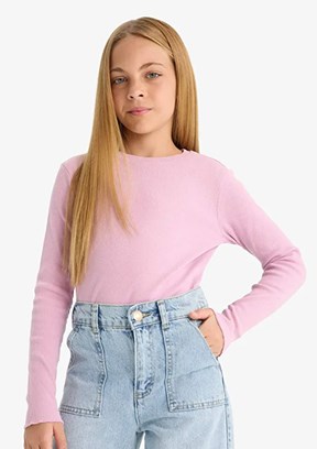 DEFACTO Pembe Kız Çocuk Uzun Kol T-Shirt