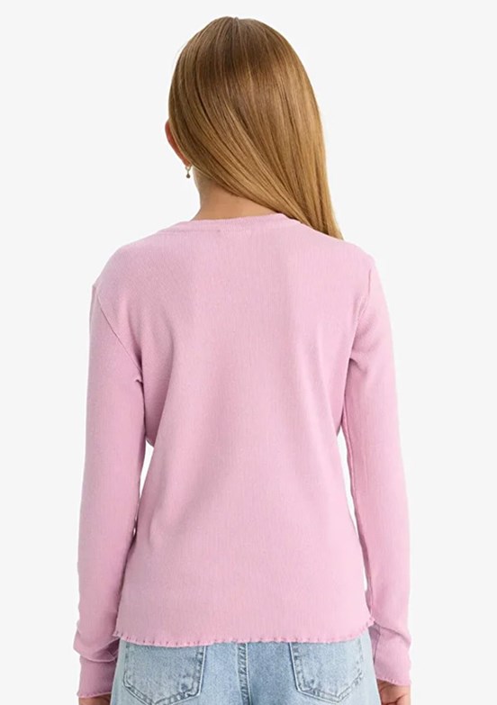 DEFACTO Pembe Kız Çocuk Uzun Kol T-Shirt