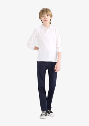 DEFACTO Beyaz Erkek Çocuk Polo Yaka T-Shirt