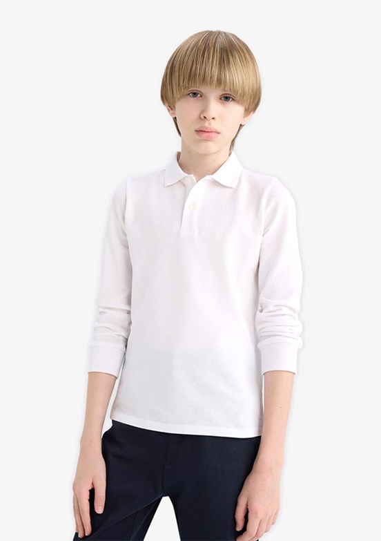 DEFACTO Beyaz Erkek Çocuk Polo Yaka T-Shirt