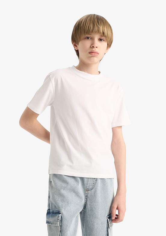 DEFACTO Beyaz Erkek Çocuk Kısa Kol T-Shirt