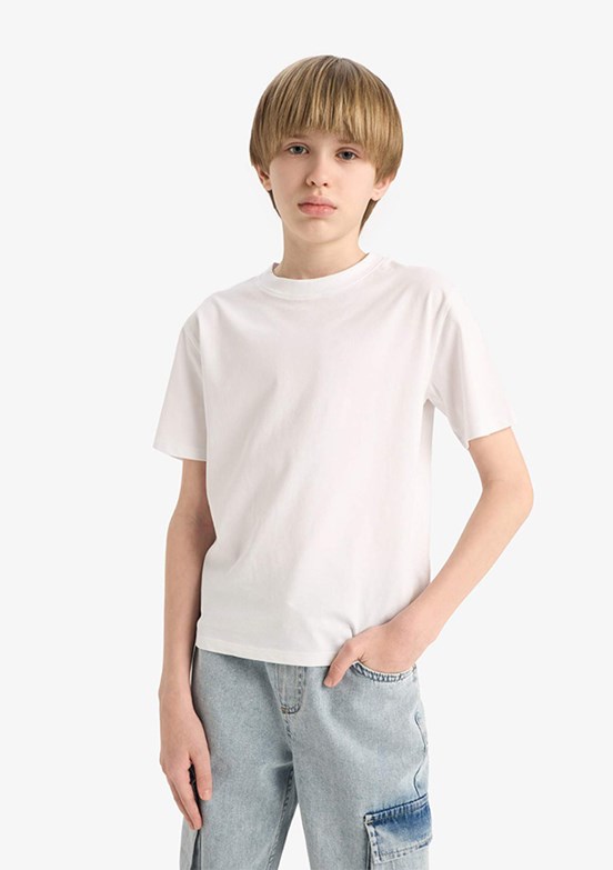 DEFACTO Beyaz Erkek Çocuk Kısa Kol T-Shirt
