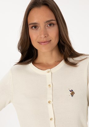 US POLO ASSN Beyaz Kadın Triko Hırka