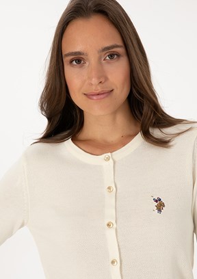 US POLO ASSN Beyaz Kadın Triko Hırka