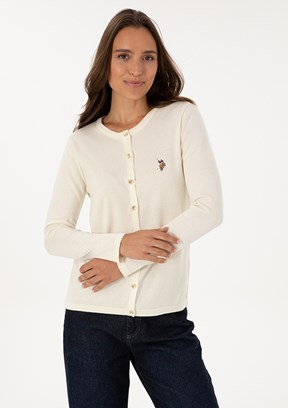 US POLO ASSN Beyaz Kadın Triko Hırka