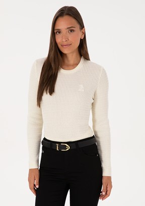 US POLO ASSN Beyaz Kadın Slim Kazak