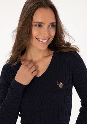 US POLO ASSN Lacivert Kadın Slim Kazak