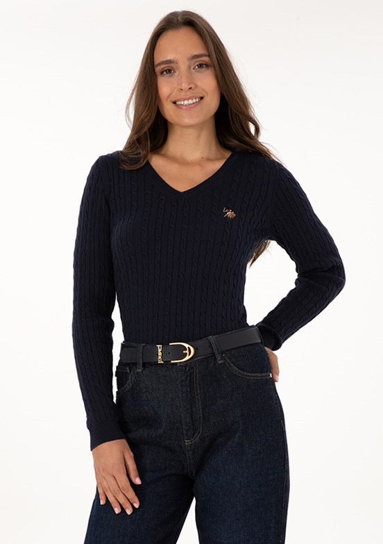 US POLO ASSN Lacivert Kadın Slim Kazak