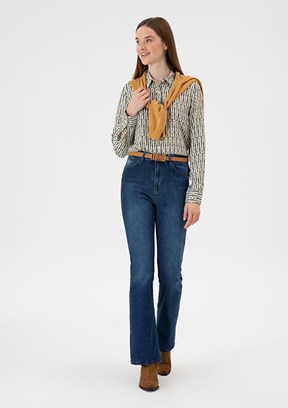 US POLO ASSN Mavi Kadın İspanyol Paça Jean Pantolon