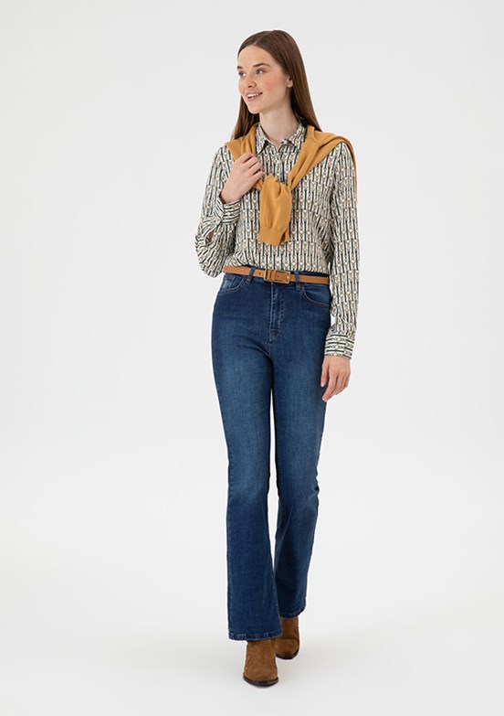 US POLO ASSN Mavi Kadın İspanyol Paça Jean Pantolon