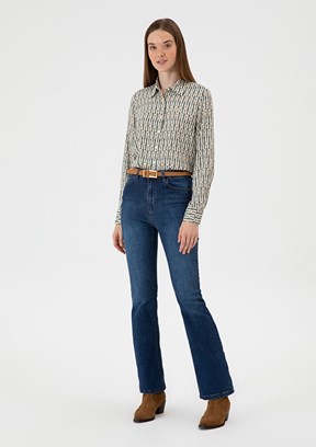 US POLO ASSN Mavi Kadın İspanyol Paça Jean Pantolon
