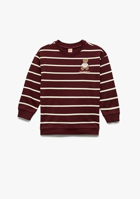 KOTON Bordo Kız Çocuk Baskılı Sweatshirt