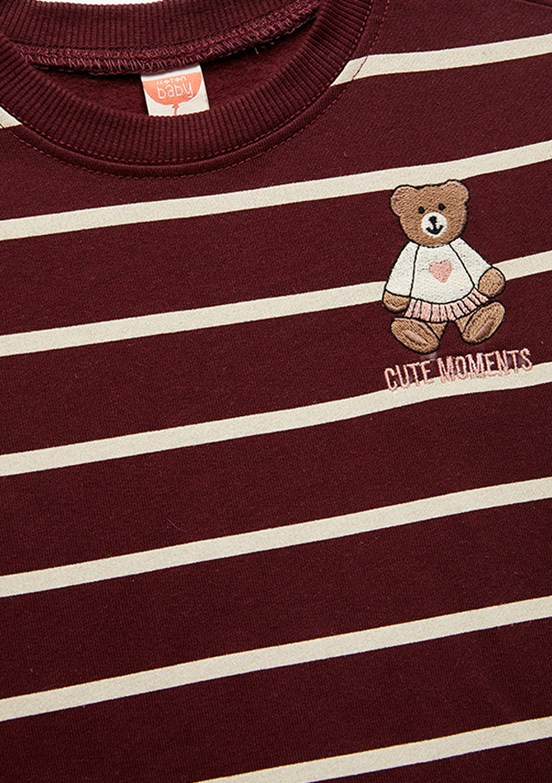 KOTON Bordo Kız Çocuk Baskılı Sweatshirt