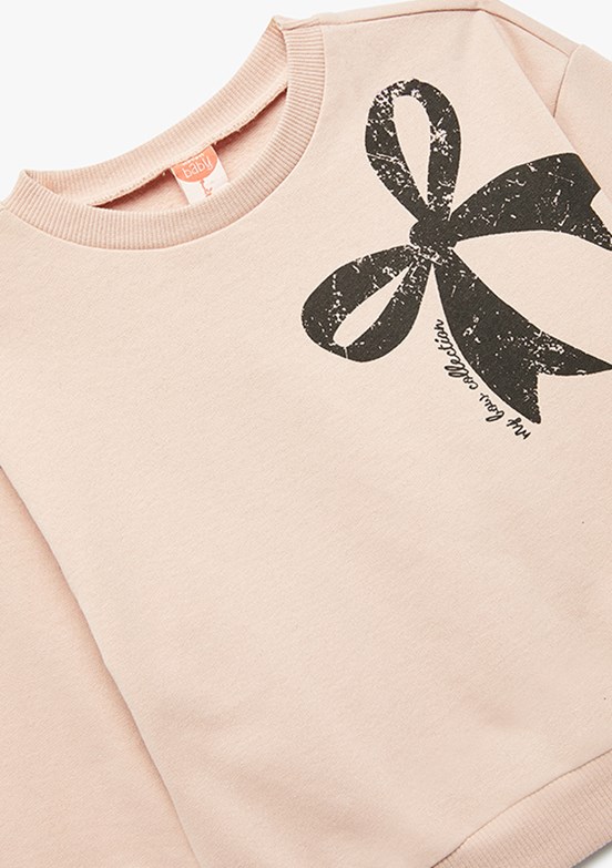 KOTON Pembe Kız Çocuk Baskılı Sweatshirt