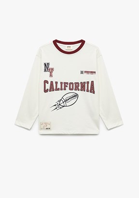 KOTON Beyaz Erkek Çocuk Uzun Kol T-Shirt