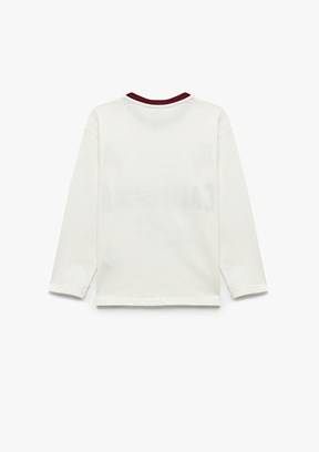 KOTON Beyaz Erkek Çocuk Uzun Kol T-Shirt