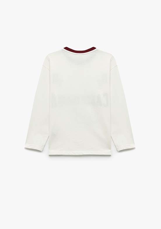 KOTON Beyaz Erkek Çocuk Uzun Kol T-Shirt