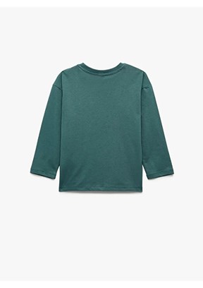 KOTON Yeşil Erkek Çocuk Uzun Kol T-Shirt