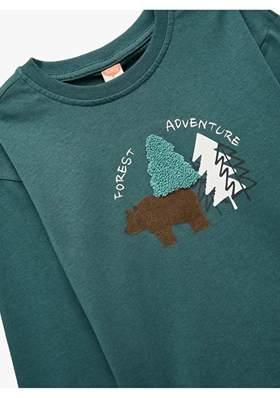 KOTON Yeşil Erkek Çocuk Uzun Kol T-Shirt