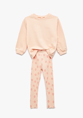 KOTON Pembe Kız Çocuk Sweatshirt Tayt Takım