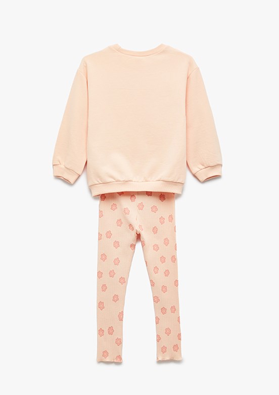 KOTON Pembe Kız Çocuk Sweatshirt Tayt Takım